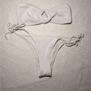 Aerie White Textured Swimwear